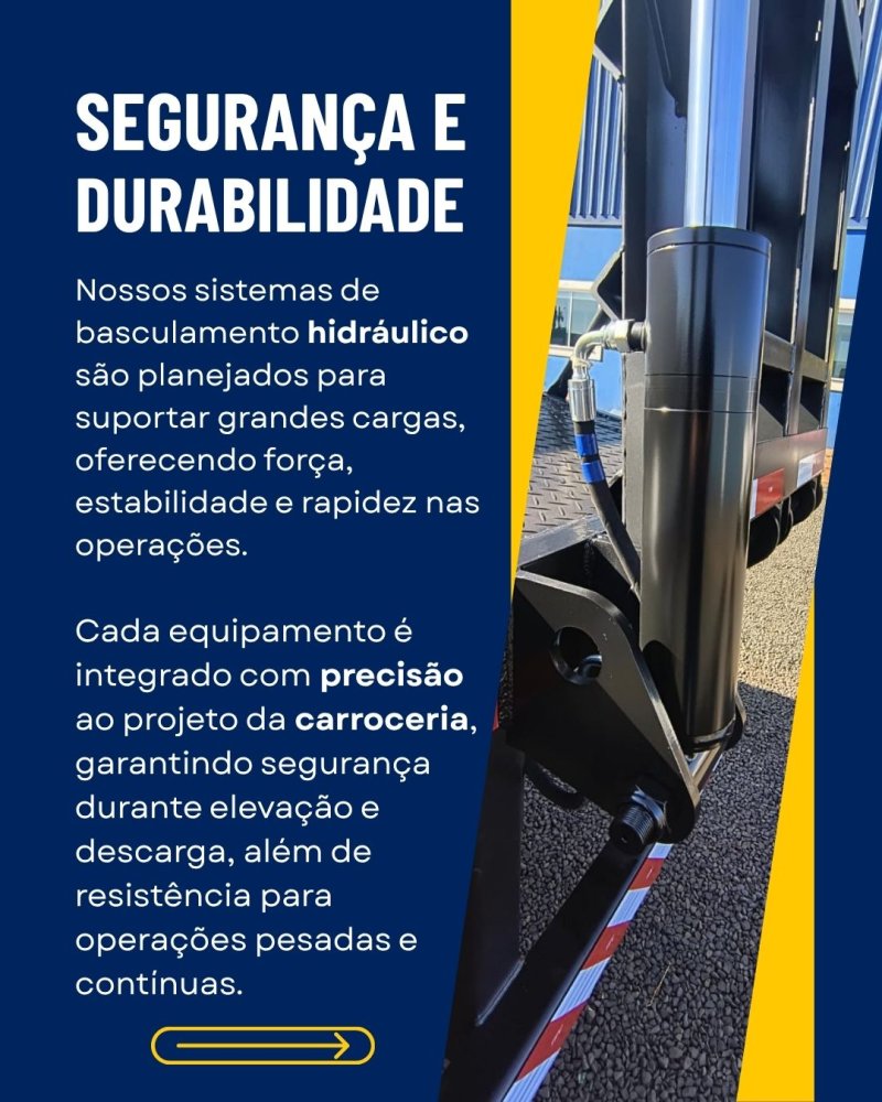 Basculamento hidráulico eficiente para operações de alto desempenho.